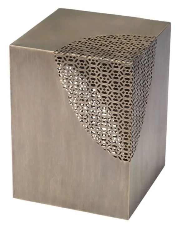 Kirkland's Home Accent & End Tables-Square Antique Gold Metal Accent Table