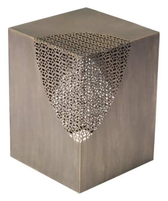 Kirkland's Home Accent & End Tables-Square Antique Gold Metal Accent Table