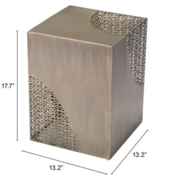 Kirkland's Home Accent & End Tables-Square Antique Gold Metal Accent Table