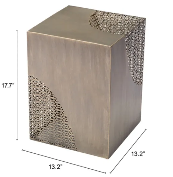 Kirkland's Home Accent & End Tables-Square Antique Gold Metal Accent Table