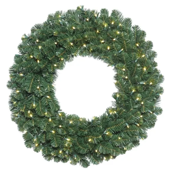Kirkland's Home Wreaths-Square Oregon Fir Warm White Wide Bulb Wreath
