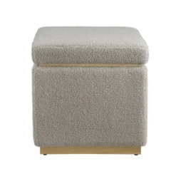 Kirkland's Home Benches & Ottomans-Square Sherpa Upholstered Storage Ottoman