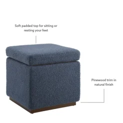 Kirkland's Home Benches & Ottomans-Square Sherpa Upholstered Storage Ottoman