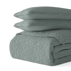 Kirkland's Home Quilts-Stitched Floral 3-Pc. King Quilt Set