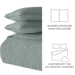 Kirkland's Home Quilts-Stitched Floral 3-Pc. King Quilt Set