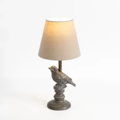 Kirkland's Home Table Lamps-Stone Gray Perched Bird Table Lamp