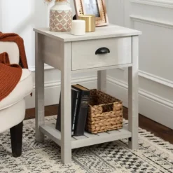 Kirkland's Home Accent & End Tables-Stone Single Drawer Accent Table