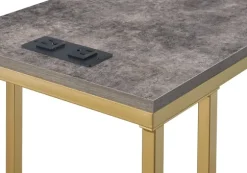 Kirkland's Home Accent & End Tables-Stone Top Gold C-Frame Accent Table