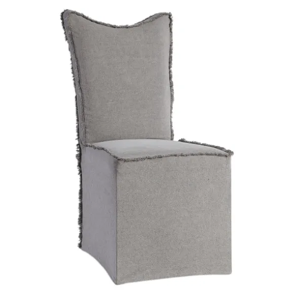 Kirkland's Home Dining Chairs-Stonewash Fringe Slipcover Dining Chairs, Set Of 2