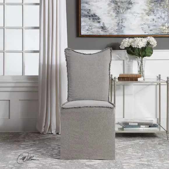 Kirkland's Home Dining Chairs-Stonewash Fringe Slipcover Dining Chairs, Set Of 2