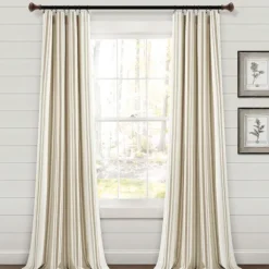 Kirkland's Home Curtains & Drapes-Stripe Farmhouse Curtain Panel Set, 95 In.