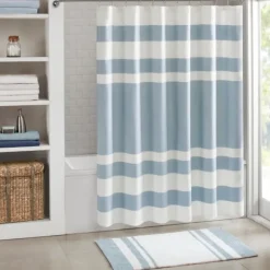 Kirkland's Home Shower Curtains-Stripe Waffle Weave Shower Curtain