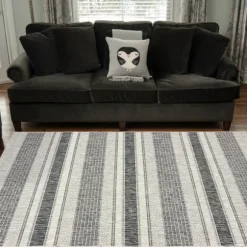 Kirkland's Home Outdoor Rugs-Stripe Weave Sun Shower Outdoor Area Rug, 7X9