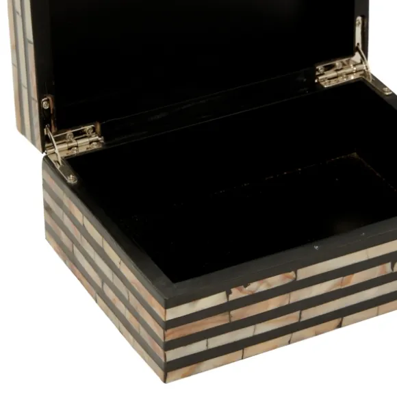Kirkland's Home Baskets & Boxes-Striped Mother Of Pearl Shell Wood Boxes, Set Of 2