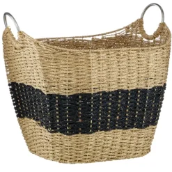 Kirkland's Home Baskets & Boxes-Striped Natural Seagrass Basket