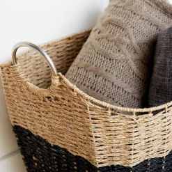 Kirkland's Home Baskets & Boxes-Striped Natural Seagrass Basket