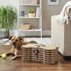 Kirkland's Home Baskets & Boxes-Striped Woven Bone Shaped Basket, 21 In.