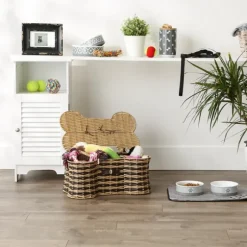 Kirkland's Home Baskets & Boxes-Striped Woven Bone Shaped Basket, 17 In.