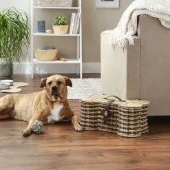 Kirkland's Home Baskets & Boxes-Striped Woven Bone Shaped Basket, 17 In.