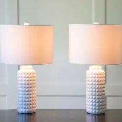 Kirkland's Home Table Lamps-Studded Ceramic Table Lamps, Set Of 2