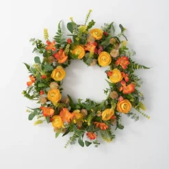 Kirkland's Home Wreaths-Summer Blooming Ranunculus Thistle Wreath