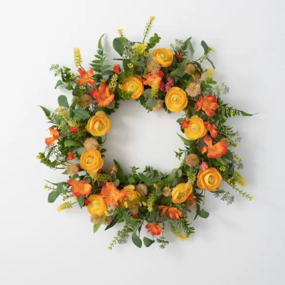 Kirkland's Home Wreaths-Summer Blooming Ranunculus Thistle Wreath