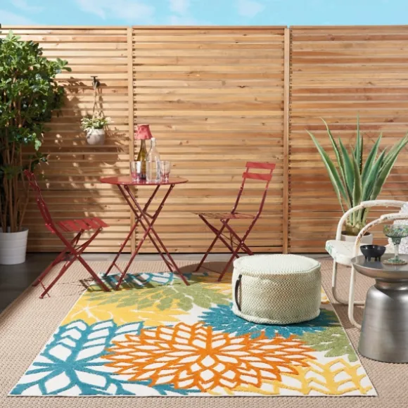 Kirkland's Home Outdoor Rugs-Summer Hues Floral Burst Outdoor Area Rug, 6X9