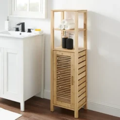 Kirkland's Home Bathroom Furniture-Sumter Bamboo Shelves And Cabinet