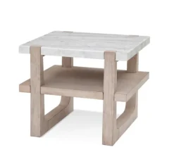 Kirkland's Home Accent & End Tables-Sun Bleached Marble Top Accent Table