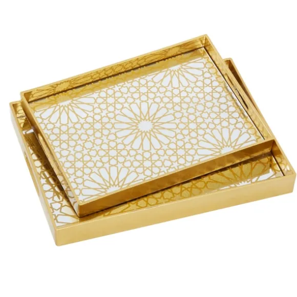 Kirkland's Home Decorative Trays-Sun Star 2-Pc. Mirrored Tray Set
