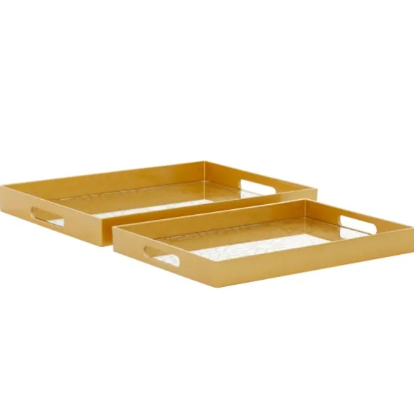 Kirkland's Home Decorative Trays-Sun Star 2-Pc. Mirrored Tray Set