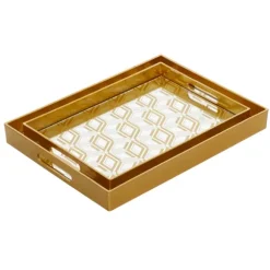 Kirkland's Home Decorative Trays-Sun Star 2-Pc. Mirrored Tray Set