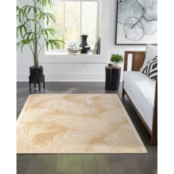 Kirkland's Home Outdoor Rugs-Sunlight Palm Leaves Outdoor Area Rug, 6X9