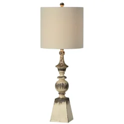 Kirkland's Home Table Lamps-Tall Distressed Cream Table Lamps, Set Of 2