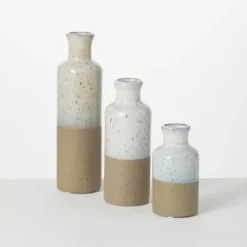Kirkland's Home Vases-Tall Terracotta Two-Toned Speckled Vases, Set Of 3