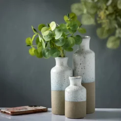 Kirkland's Home Vases-Tall Terracotta Two-Toned Speckled Vases, Set Of 3