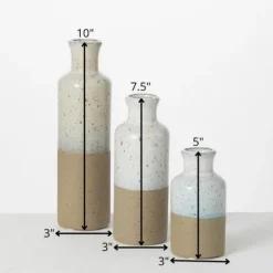Kirkland's Home Vases-Tall Terracotta Two-Toned Speckled Vases, Set Of 3