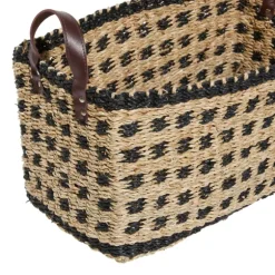 Kirkland's Home Baskets & Boxes-Tan And Black Woven Baskets, Set Of 2
