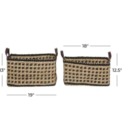 Kirkland's Home Baskets & Boxes-Tan And Black Woven Baskets, Set Of 2