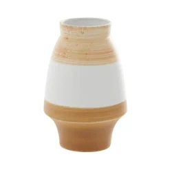 Kirkland's Home Vases-Tan And White Striped Coastal Ceramic Vase, 13 In.