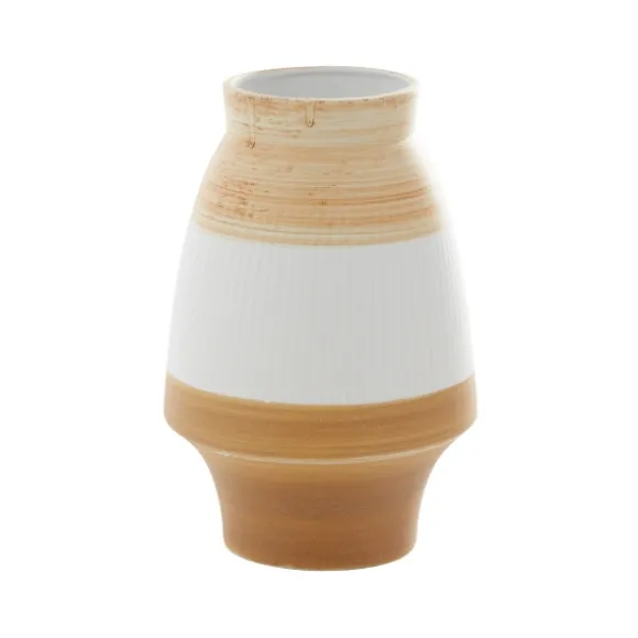 Kirkland's Home Vases-Tan And White Striped Coastal Ceramic Vase, 13 In.