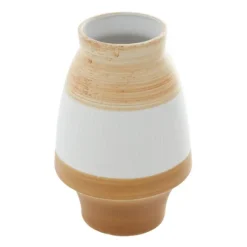 Kirkland's Home Vases-Tan And White Striped Coastal Ceramic Vase, 13 In.