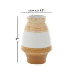 Kirkland's Home Vases-Tan And White Striped Coastal Ceramic Vase, 13 In.