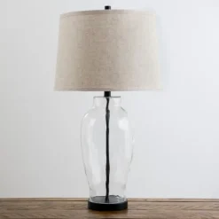 Kirkland's Home Table Lamps-Tapered Metal And Glass Jug Table Lamp