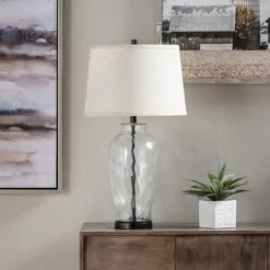 Kirkland's Home Table Lamps-Tapered Metal And Glass Jug Table Lamp