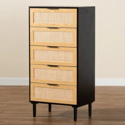 Kirkland's Home Dressers & Chests-Tara Two-Tone Espresso Rattan Chest