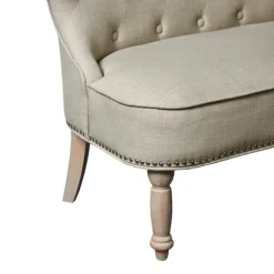 Kirkland's Home Sofas & Loveseats-Taupe Button Tufted Nailhead Trim Settee