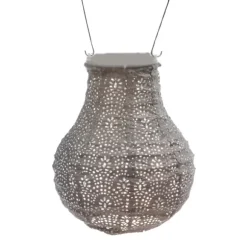 Kirkland's Home Outdoor Lighting-Taupe Fan Bulb Hanging Led Outdoor Lantern