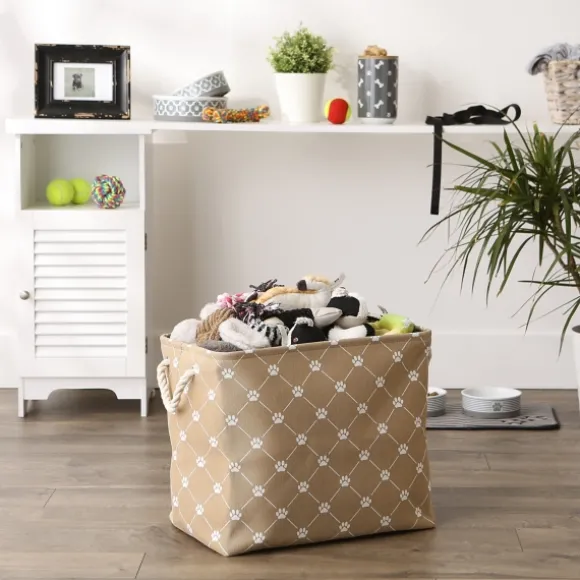 Kirkland's Home Baskets & Boxes-Taupe Paw Trellis Rec Gle Basket, 17.5 In.