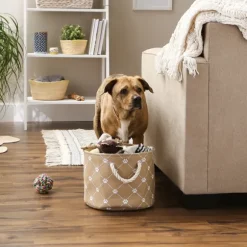 Kirkland's Home Baskets & Boxes-Taupe Paw Trellis Round Basket, 12 In.